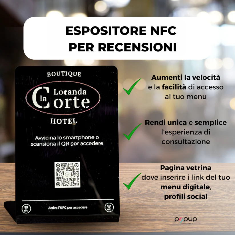 Espositore NFC per Recensioni in PVC Personalizzato