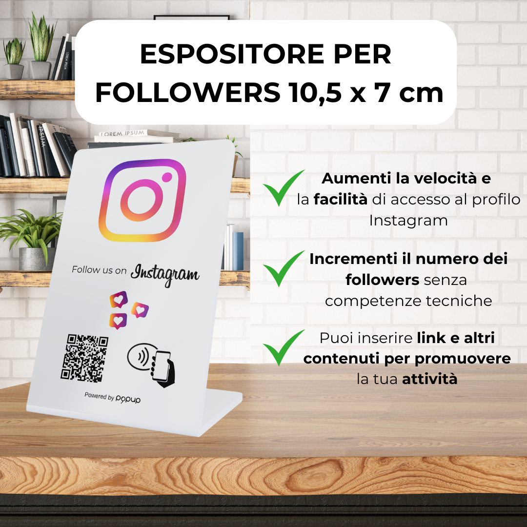 Espositore Stand NFC Instagram per aumentare follower