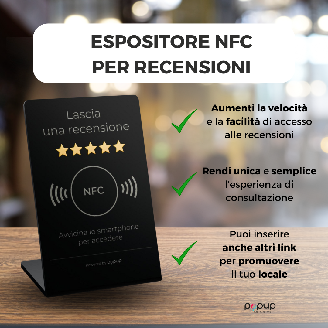 Espositore Stand NFC per recensioni nero
