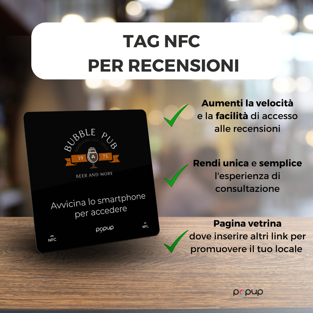 NFC quadrato per recensioni personalizzato in PVC