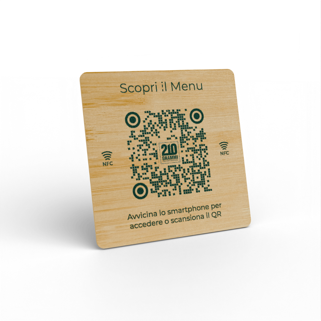 Tag NFC Menu in legno quadrato Personalizzato
