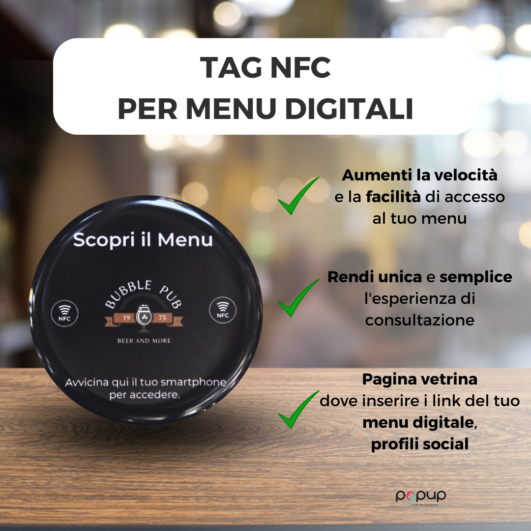 Tag NFC menu Personalizzato rotondo
