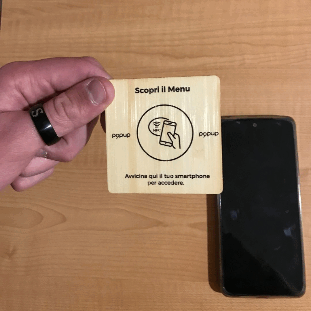 Tag NFC Menu in legno quadrato